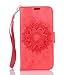 Produktbild Lonchee Samsung Galaxy S7 edge Wallet Tasche Brieftasche Schutzhülle ,Mandala Blumenmuster geprägt Muster Design Hochwertige PU Leder Folio Tasche Case Hülle im Bookstyle mit Standfunktion Kredit Kartenfächer (rot)
