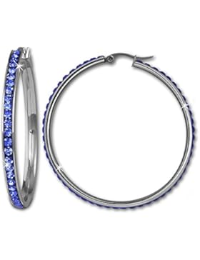 Amello Creole 50mm Edelstahl Swarovski Elements blau Ohrring Edelstahlschmuck Stainless Steel ESOS05B