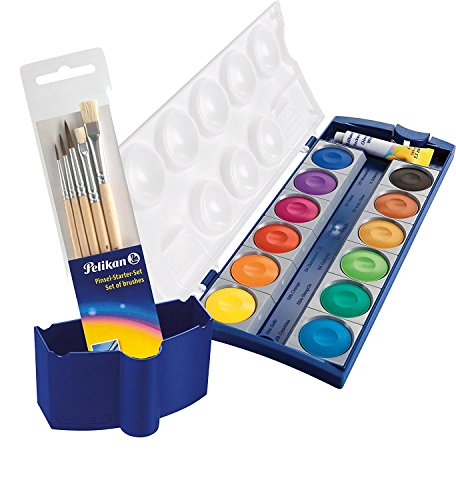 Pelikan DIN 5023 Deckfarbkasten K12, 12 Farben + 1 Tube Deckweiß, Schul-Standard (Starter-Set)
