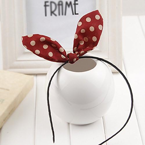 Miya® 1 x Hochwerige Girls Hair Band, Alice Band with Cute Bunny Ear Hair Accessory Rockabilly Headband Dot lehmgelb, Dark Wine Red