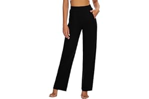 HAPYWER Jogginghose Damen Baumwolle mit Taschen Yogahose Lang Sporthose Tall Freizeithose High Waist Sweathose Weites Bein Bequem Schlafanzughosen