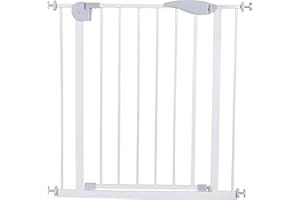 Zanbeel Baby Safety Gate Pet Dog Barrier Auto Close Stair Gate Pressure Fit Child Gate for Stairs & Doorways Easy Install Toddler & Pet Safety Gate (White,Grey 75-82 cm)