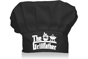 CREATCABIN Funny Chef Hats The Grillfather Cooking Hat BBQ Chef Wear Hidden Back Adult Adjustable Elastic Baker Catering Onion Shape Kitchen Cap for Women Men Mother's Day Father's Day Birthday Gift