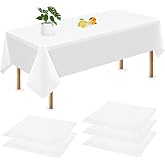 SHOWHEEL 5 Packs White Polyester Tablecloth, Waterproof, Rectangular, 54" x 72", Plain, Machine Washable for Catering, Weddin
