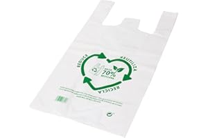 Acan Tradineur Lot de 150 sacs en plastique réutilisables type T-shirt, grande résistance, conformes aux normes alimentaires, 40 x 50 cm