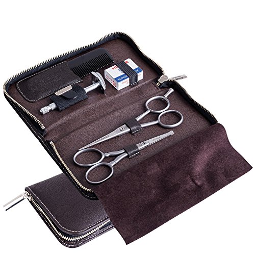 Preisvergleich Produktbild Dovo Rasier Set Leder braun 6-teilig 508056