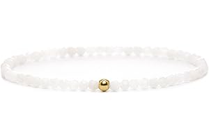 Echtes Mondstein Edelstein Armband mit facettierten 3mm Perlen - verschiedene Längen - Heilstein Schutzstein Edelsteinarmband Glücksbringer Talisman Geschenk (Mondstein, 18CM)