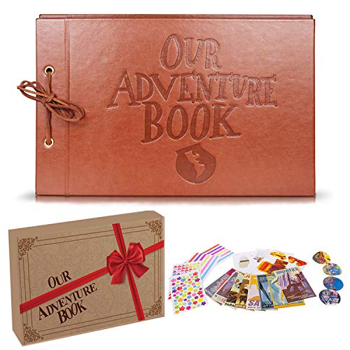 Álbum de Fotos con Cubierta de Cuero y Letras en Relieve?Book Album up, Our Adventure Book álbum de Recortes Extensible con 80 Página, Regalo para Aniversario Familiar Boda Cumpleaños Navidad