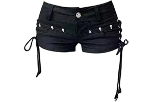 Lipfer Punk Y2k stil mini jeansshorts för kvinnor, låg midja, perfekt för street street streetwear-fester.