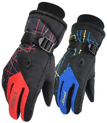 Ski Gloves Winter Waterproof Windproof (Black/Red, L)