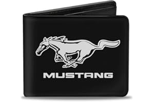 BUCKLE-DOWN Ford Mustang Argent Cheval Logo de Voiture Auto Portefeuille à 2 Plis en Ford 2 Volets
