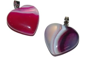 JANNI-SHOP-ANHÄNGER Achat Herz Anhänger Set EIN pinkes und EIN lila Herz mit silberfarbener Metallöse ca. 20 mm