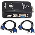 ANDTRONICS 2 Port USB 2.0 KVM Switch Box With 2 KVM Cables to Control up to 2 Computers for Computer Sharing Video Mouse Keyboard Monitor