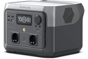 EF ECOFLOW ECOFLOW Centrale Elettrica Portatile RIVER 2 MAX, Batteria LiFeP04 da 512Wh/ ricarica rapida in 1 ora, Uscita fino a 1000W, Generatore solare (pannello non incluso) per campeggio/camper