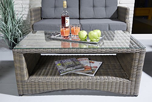 Sitzgruppe Sienna 4 tlg. grau mit 2 Sessel Sofa und Sofatisch Gartenmöbel - 4