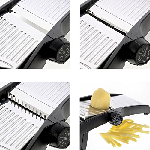 Westmark Gemüseschneider/-hobel mit verschiedenen Schneidvarianten, 37 x 17,5 x 18 cm, Rostfreie Edelstahlklingen, Vario, Schwarz/Silber, 11292260 - 3