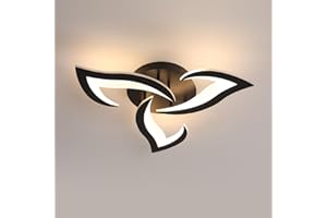 SENQIU Plafonnier Led Moderne, 36W 4000LM lampe de plafond en acrylique, Créatif Pétales Design lustre led noir pour Chambre, Salon, Salle à Manger, Cuisine, Couloir, Lumière Chaude 3000K