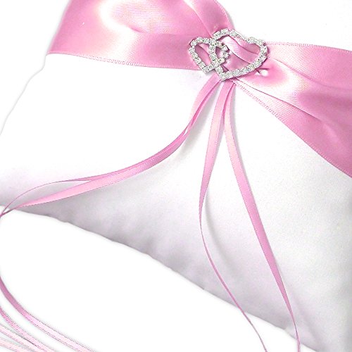 1x Ringkissen Hochzeit EinsSein Amore parentesi rosa-weiß Traukissen Ringe Eheringe Hochzeit Satin Herzen Kissen rosa weiß Schmuck pillow flower girl basket - 4