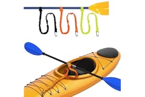 ASQZHULIWING 2pcs Kayak Accessories, Elastic Kayak Paddle Rope, Canoe Paddle Rope with Spring Hook, with Belt Buckle and Metal Hook, Suitable for Kayak, Canoe, Surf Boat