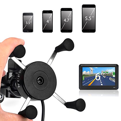 TR Turn Raise Aluminio Moto Soporte de Montaje con 2 1A Cargador USB Toma para Tel  fono M  vil DE 3 5 a 6 Pulgadas  GPS