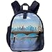 Produktbild Kids' Boys&Girls Bookbag with Pocket Landscape Lady Cycling in France Fluffy Clouds Bridge Reflection On River Urban Lifestyle Full Blue Brown