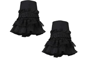 Tandou Armstulpen Pulswärmer Damen - Retro-Gothic Stulpen mit abnehmbaren Knöpfen, Schwarz, 21 cm, Locker, Casual, Einfarbig, Dekorativ