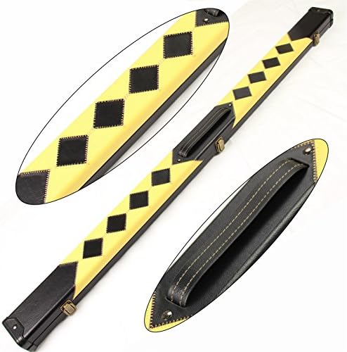 Luxury 3/4 YELLOW AND BLACK DIAMOND Leather Patch Effect Snooker Pool Cue Case