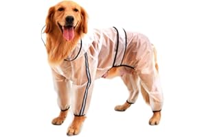 feiling Transparenten Hunderegenmantel für Kleine Mittelgroße und Grosse Hund wasserdichte 4-Beine Regensjacke Haustier Bekleidung Regenmantel (7XL)