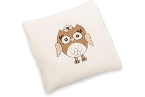 Grünspecht 603-V2 Coussin Chauffant en graines de Lin Bio avec Housse Lavable pour bébés et Jeunes Enfants, en Cas de ballonnements et de douleurs Abdominales, Chouette (603-V2), 1 pièce