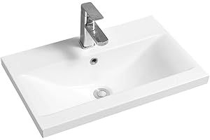 LIMOGE Mid-Edge Ceramic 61cm Narrow Inset Basin with Dipped Bowl