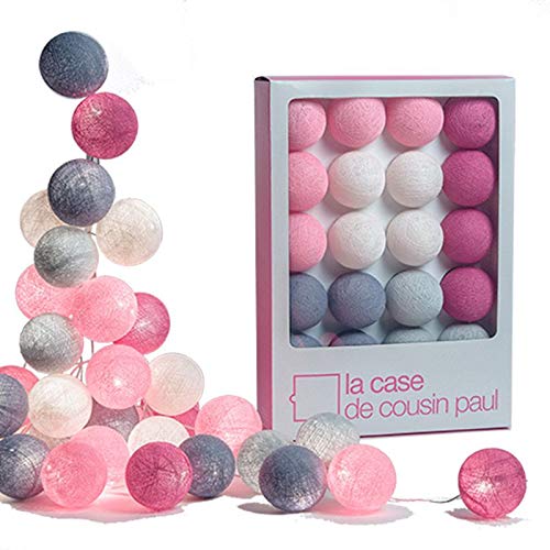 La Case de Cousin Paul 3760053200075 - Guirnalda luminosa, poliéster, rosa claro, fucsia, marfil, lila, gris perla