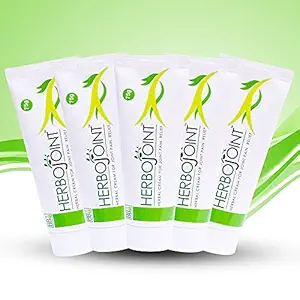 HerboJoint Herbal Joint Pain Relief Cream, Natural Pain Relief Ingredients, No Side Effects, Non-Greasy (Pack Of 5) 75+75+75+75+75 gm