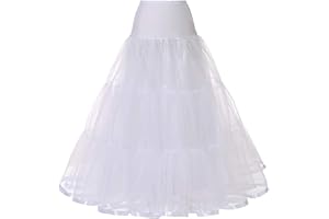 Alunsito Women's A-Line Swing Skirt Solid Mesh Tulle Skirt Pleated Long Petticoat Elastic Waist Skirt for Wedding Party Prom