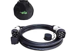 K.H.O.N.S. HiEVcar 32A Vehículo Eléctrico Tipo 2 EV Cable de Carga Tipo 2 a Tipo 2 1 Fase 7,4 kw EV Cargador de Coches, 7.4kw, 16.4FT con Bolsa