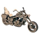Piezas cortadas a láser Keranova Junior- Kit de Madera Moto Custom pequeña, Color marrón (5506)