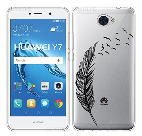 Funda Para Huawei Y7  Sunrive   Silicona Funda Slim Fit Gel Transparente Carcasa Case Bumper de Impactos y Anti-Ara  azos Espalda Cover tpu Pluma    1 x L  piz   ptico