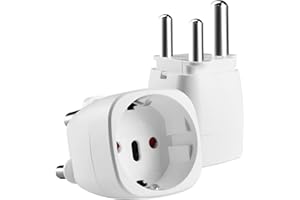 Oblinple 2PCS Adaptador de Viaje Sudáfrica, Adaptador Enchufe UE a Sudáfrica, Plug España a Sudáfrica, Adapter Tipo M para Mozambique, Bután, Namibia, Suazilandia (Blanco)
