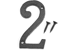 DOMYBESTSHOP Domybest Numéro de Maison 0-9 En Fer Noir Numéro de Porte de Maison Numéro de Rue Plaques Enseignes Mur Porte avec Vis de Fixation