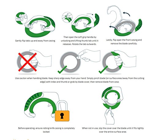 NWSS Edelstahl Runde Küchenmesser Kreativ gestaltet Rollenden Messer Multi-Purpose Rundmesser mit einem einzigartigen ergonomischen Design und Scharfer Klinge ermöglicht es Ihnen, Schneiden von Fleisch und Gemüse Schützen Sie Ihr Handgelenk mit hängenden Haken Grün - 6