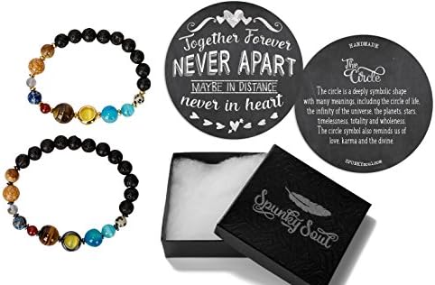 SPUNKYsoulNew! His and Hers Couple Circle Distance Universe Bracelets Collection, L, Crystal, hematite