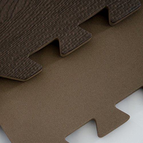 eyepower Puzzlematten-Set in Holz-Optik Laminat-Muster | 4 Bodenmatten 60x60cm mit 8 Abschlussleisten | beliebig erweiterbare Steckmatten | Spielmatte Trainingsmatte Fitness Yoga Judo Schutzmatte Unterlegmatte Bodenauflagen Deko Matte | Dunkelbraun - 4