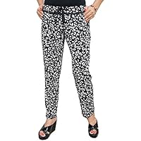 Mogul Interior Women's Hippie Legging Pant Printed Trousers Medium Black