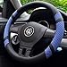 Produktbild Universal Auto Lenkradhülle Lenkrad Abdeckung Mikrofaser Leder und Viskose 38CM / 15 Zoll Anti Rutsch Lenkradabdeckung Lenkradschoner blau