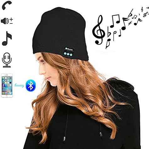 SZPLUS Wireless Bluetooth Hat Headphones Chirstmans Gift Music Hat with Built-in Stereo Speakers-Black