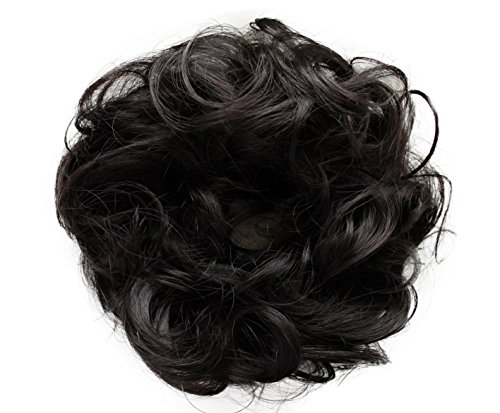 PRETTYSHOP Hairpiece Hair Rubber Scrunchie Scrunchy Updos VOLUMINOUS Curly Messy Bun Dark chocolate brown # 3 G2E