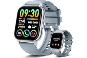Poounur Smartwatch per uomo e donna con funzione telefonica, orologio fitness con misurazione della frequenza cardiaca, contapassi, monitor del sonno