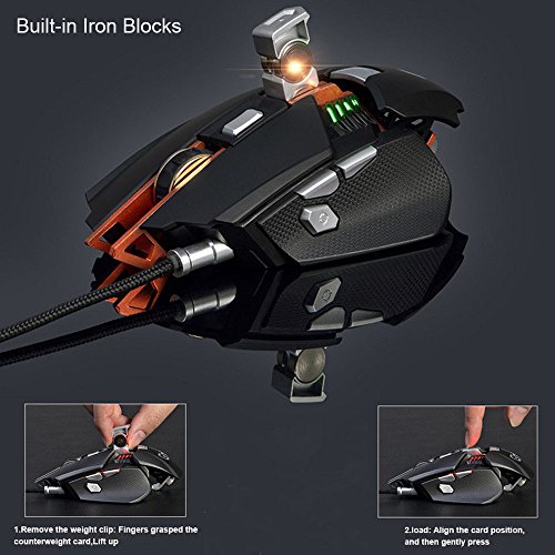 lexonelec   Rat  n Gaming AJAZZ GTX Wired Retroiluminado RGB LED respiraci  n 4000DPI ajustar juego de peso adicional USB   ptico rat  n para gamer de metal Panel   7  botones para PC port  til ordenador