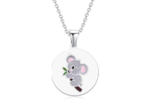 TIZU Collier pour Filles, Collier Cadeau Bijoux Pendentif Lapin Papillon Éléphant Paresseux Ange Tortue Flamant Coccinelle Dauphin Girafe Panda Abeille Koala Licorne
