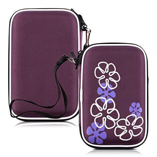 kwmobile Hardcase Tasche Hülle für externe Festplatten (2,5″) mit Gänseblümchen Abstrakt Design – Schutzhülle in Weiß Violett - 5