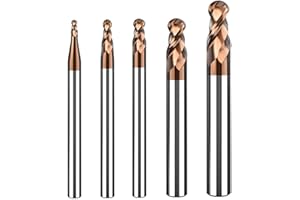 ASNOMY 5Pcs CNC Gambo Dritto Frese con testa sferica,1-4mm 2 flauti Fresa in metallo duro Set fresa in acciaio al tungsteno Kit per alluminio, rame, acciaio al carbonio, acciaio fuso, acciaio legato